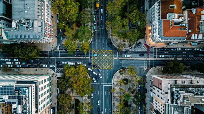 Vista aérea de cidade